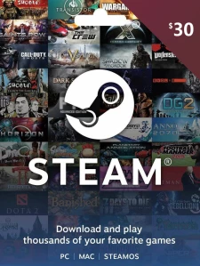 Steam 數位禮物卡 30 美金 USD Cd-key/錢包儲值碼 美国