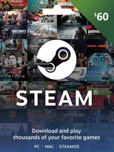Steam 數位禮物卡 60 美金 USD Cd-key/錢包儲值碼 美国